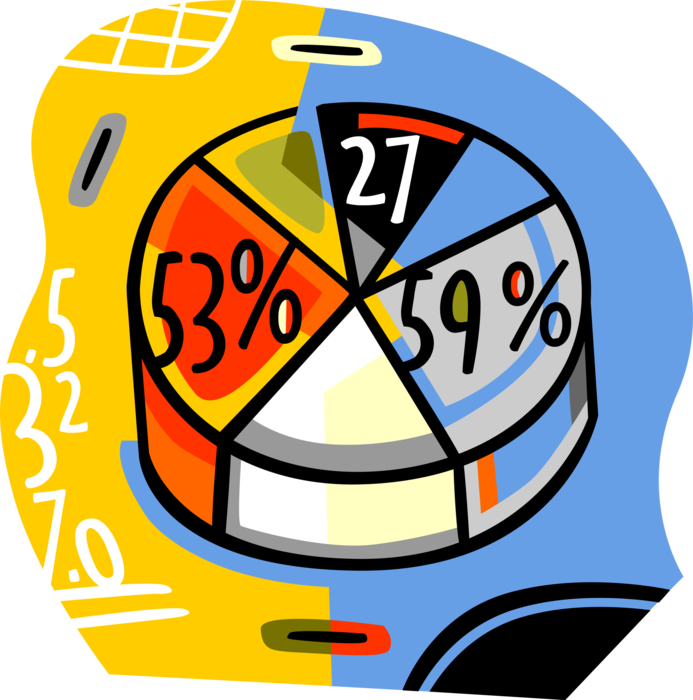 Vector Illustration of Pie Chart Statistical Infographic Divided into Slices to Illustrate Numerical Proportion