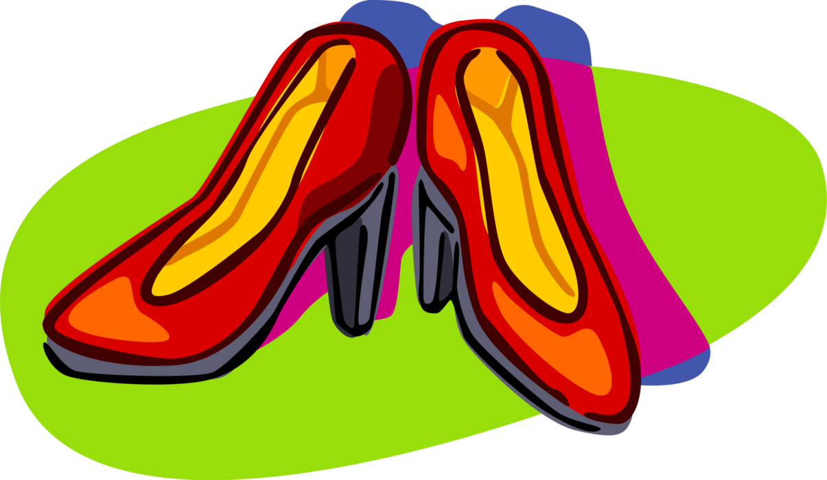 Vector Illustration of Red Pump Shoes with High Heels Footwear