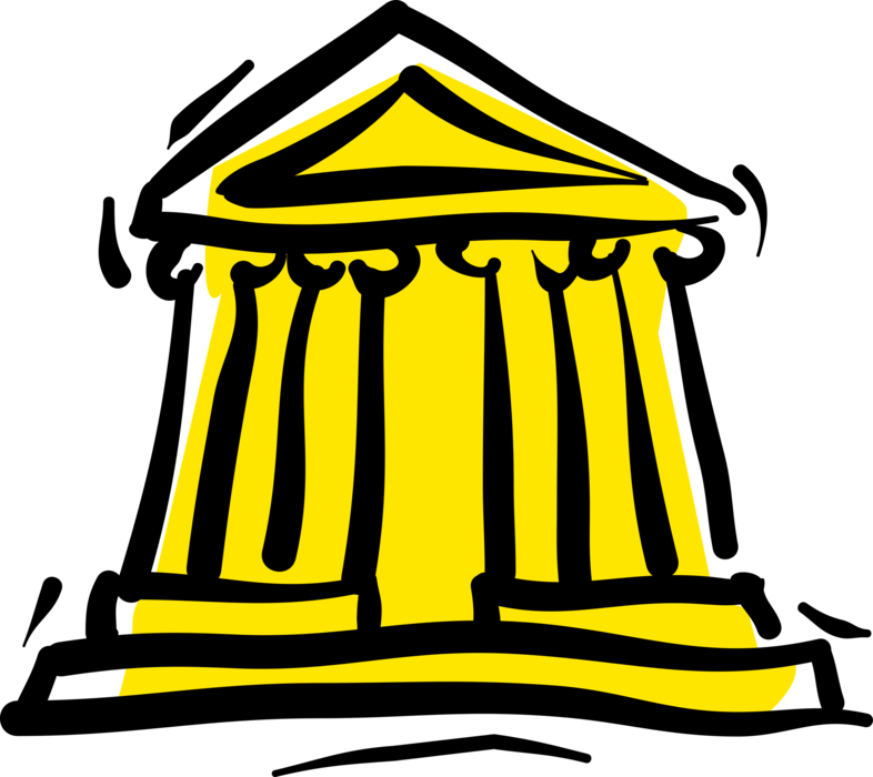 Vector Illustration of Financial Banking Institution Bank with Classical Greek Temple Columns