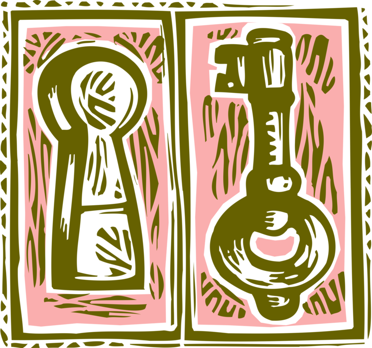 Vector Illustration of Security Key used to Lock or Unlock with Keyhole