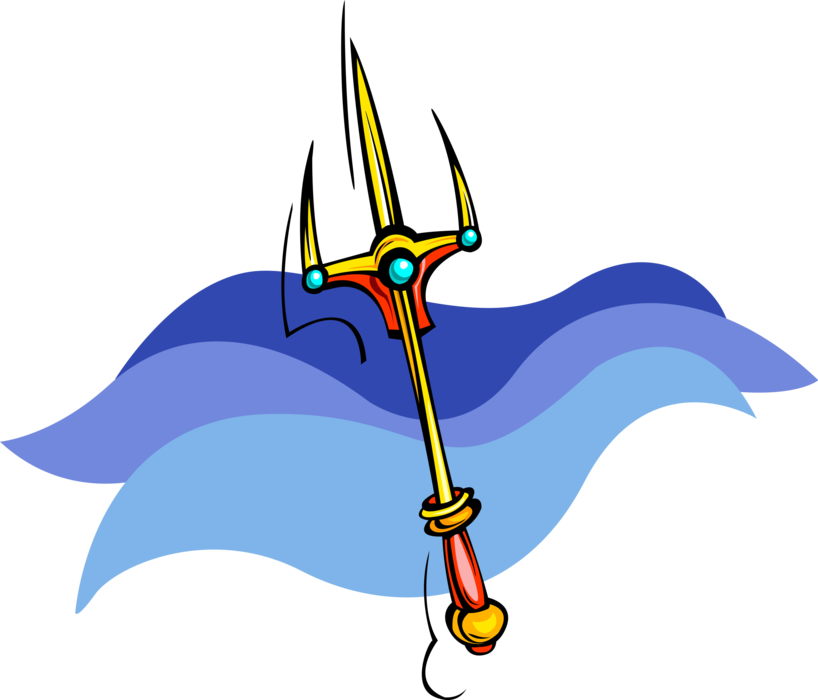 Vector Illustration of Trident of Poseidon Three-Pronged Spear