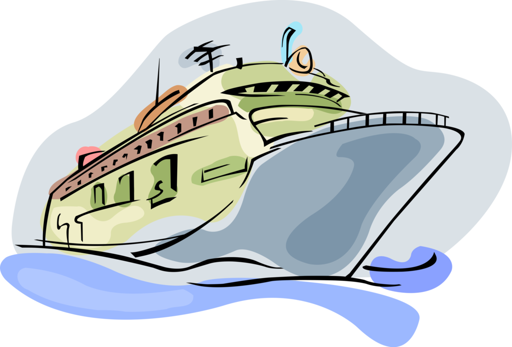 Vector Illustration of Cruise Ship or Ocean Liner Passenger Ship used for Pleasure Voyages