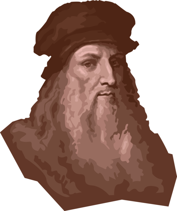 Vector Illustration of Leonardo De Vinci Italian Renaissance Inventor, Painter, Sculptor Painted Mona Lisa