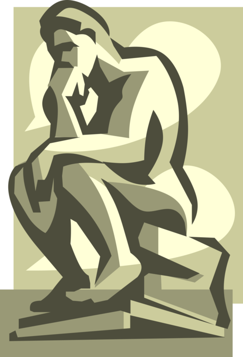 Vector Illustration of Auguste Rodin French Sculptor Father of Modern Sculpture, The Thinker