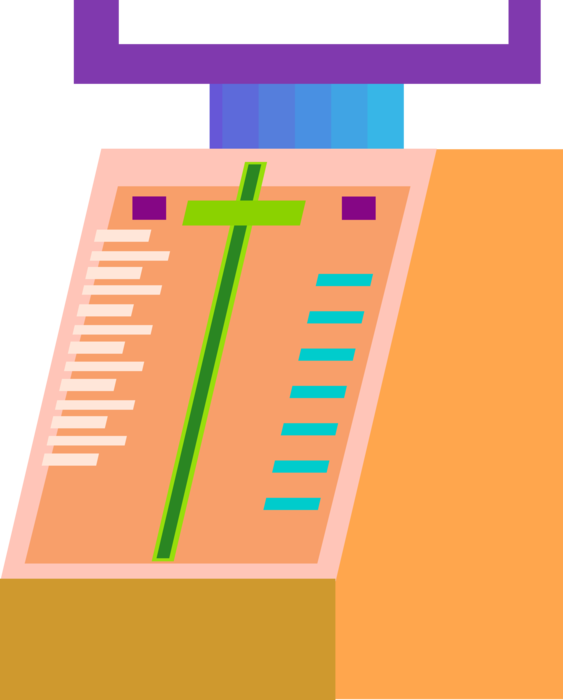 Vector Illustration of Bathroom Weigh Scale Force-Measuring Device for Weight Measurement