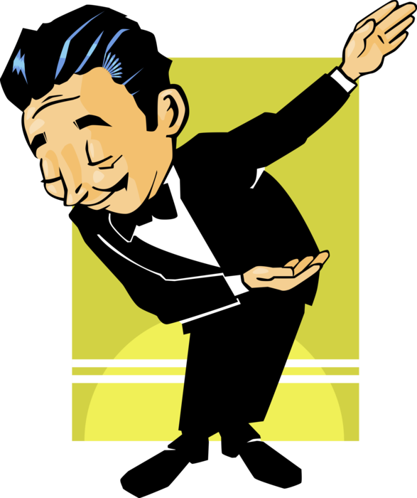Vector Illustration of Businessman or Master of Ceremonies Bows and Makes an Introduction