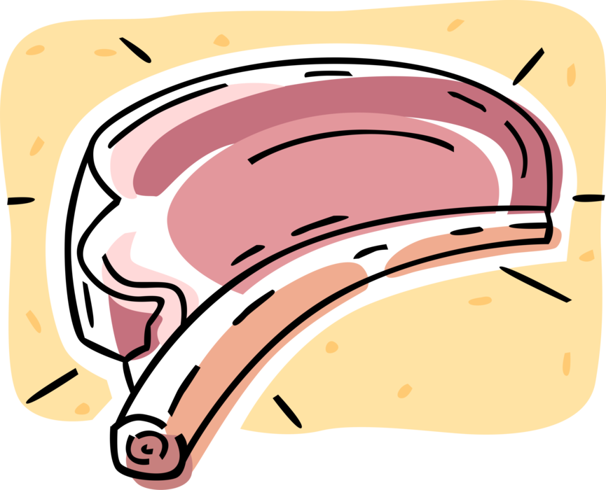 Vector Illustration of Slice of Beef Meat Rib Steak