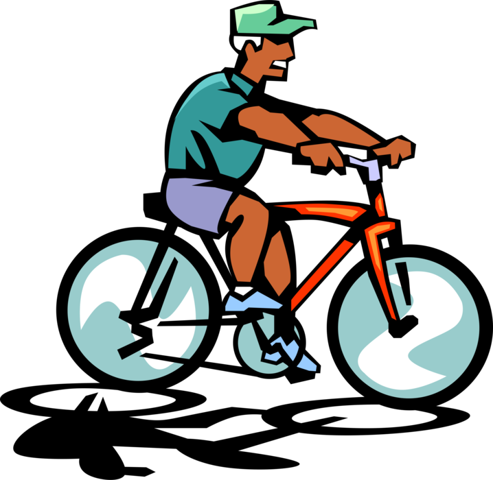 Vector Illustration of Cyclist Leisure Rider Rides Bicycle Outdoors for Exercise and Enjoyment
