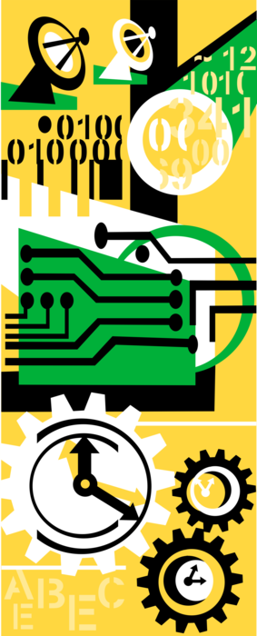 Vector Illustration of Telecommunications Technology Information Transmission Process