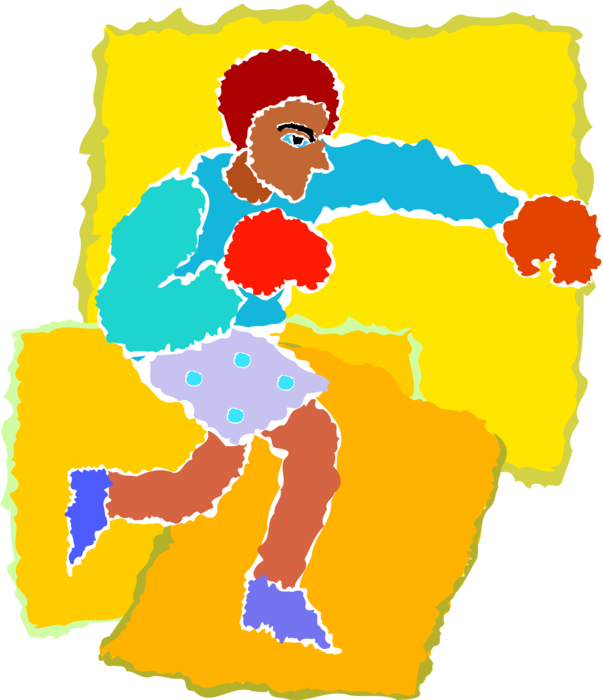 Vector Illustration of Prize Fighter Boxer Sparring with Boxing Gloves