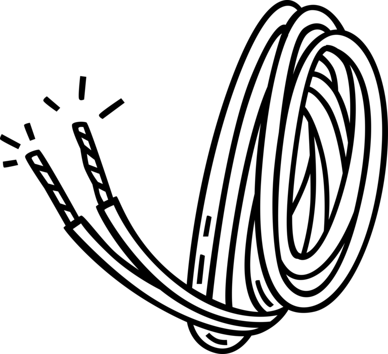 Vector Illustration of Braided Electrical Wire Conducts Electricity