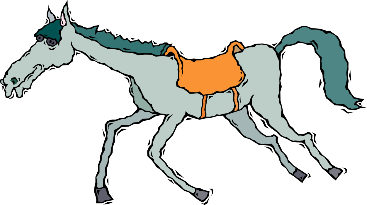 Vector Illustration of Racing Horse Lost Its Jockey Rider