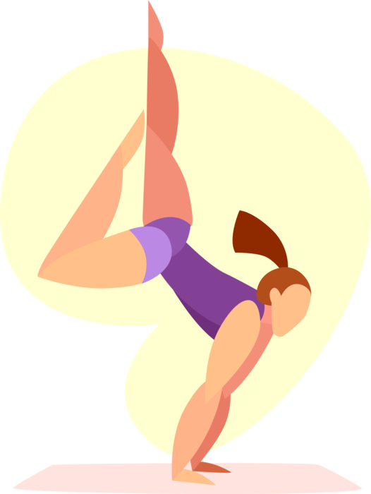Vector Illustration of Gymnast Performing Floor Routine in Gymnastics Tournament