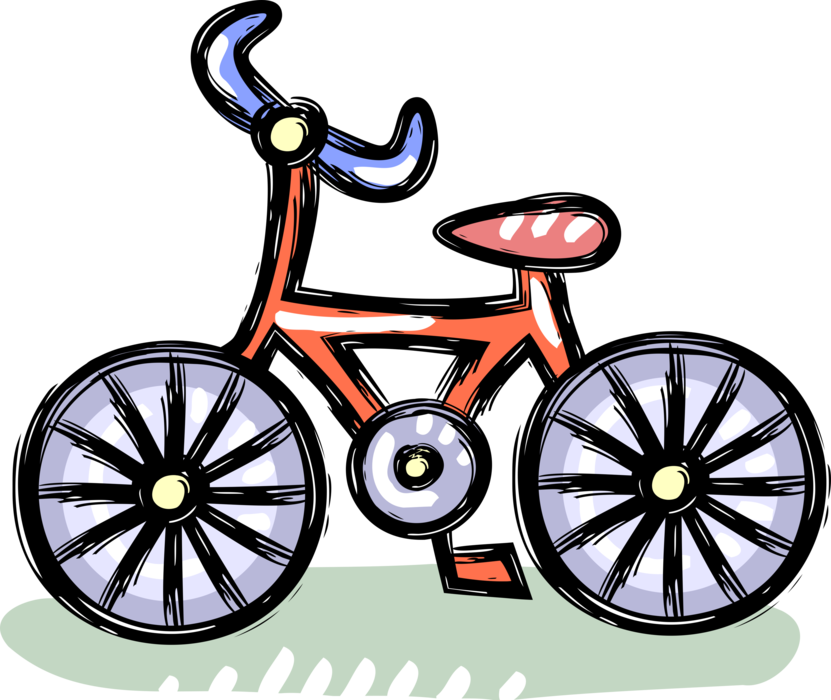 Vector Illustration of Child's Bicycle Bike or Cycle Human-Powered, Pedal-driven, Single-Track Vehicle