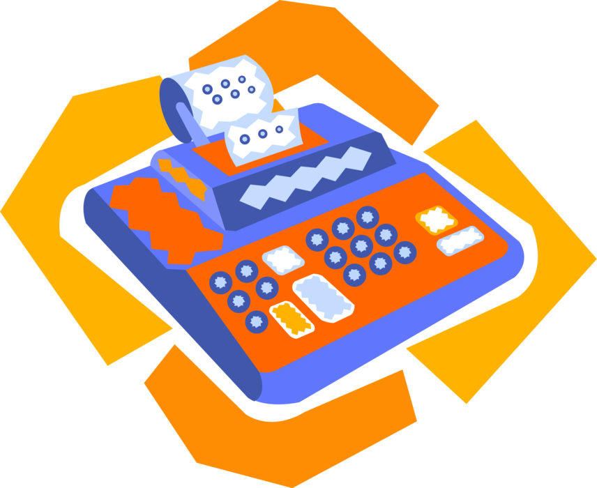 Vector Illustration of Calculator Portable Electronic Device Performs Basic Operations of Mathematics