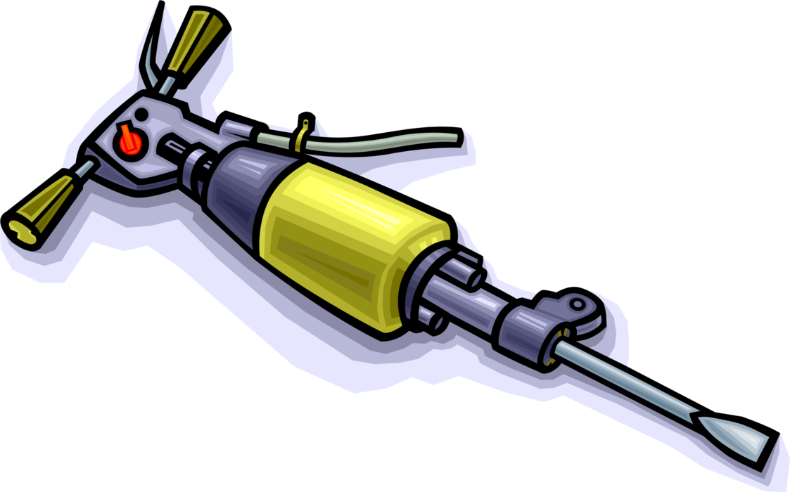 Vector Illustration of Construction Industry Equipment Jackhammer Pneumatic Drill