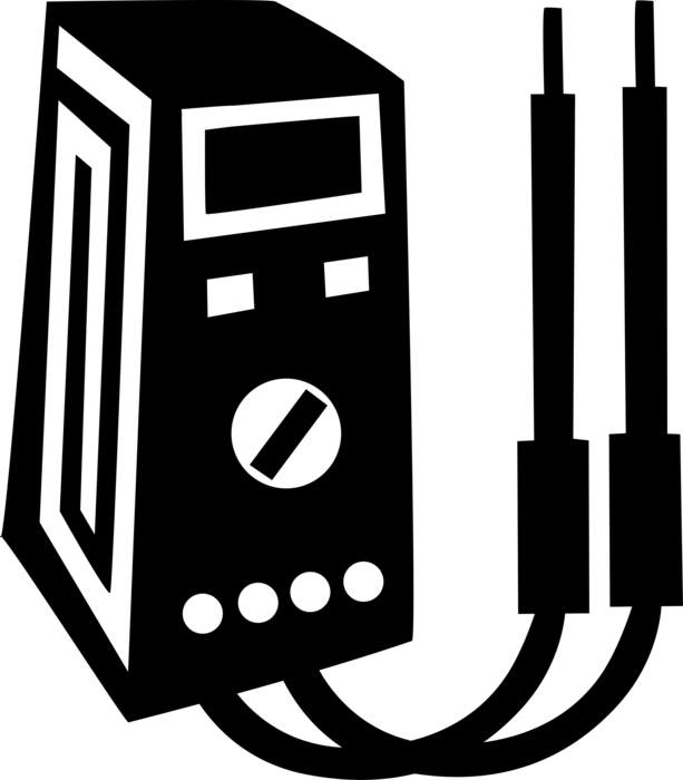 Vector Illustration of Voltage Test Meter Determines Presence of Absence of Electric Alternating Current AC