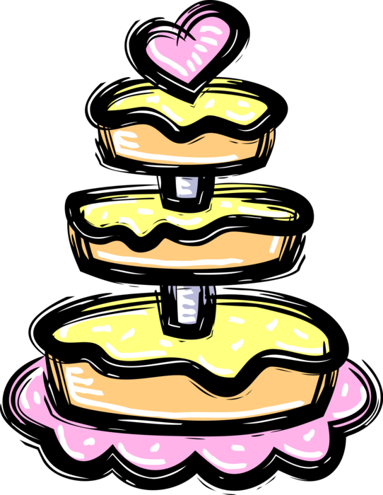 Vector Illustration of Three-Tiered Wedding Cake Traditional Cake Served at Wedding Receptions 