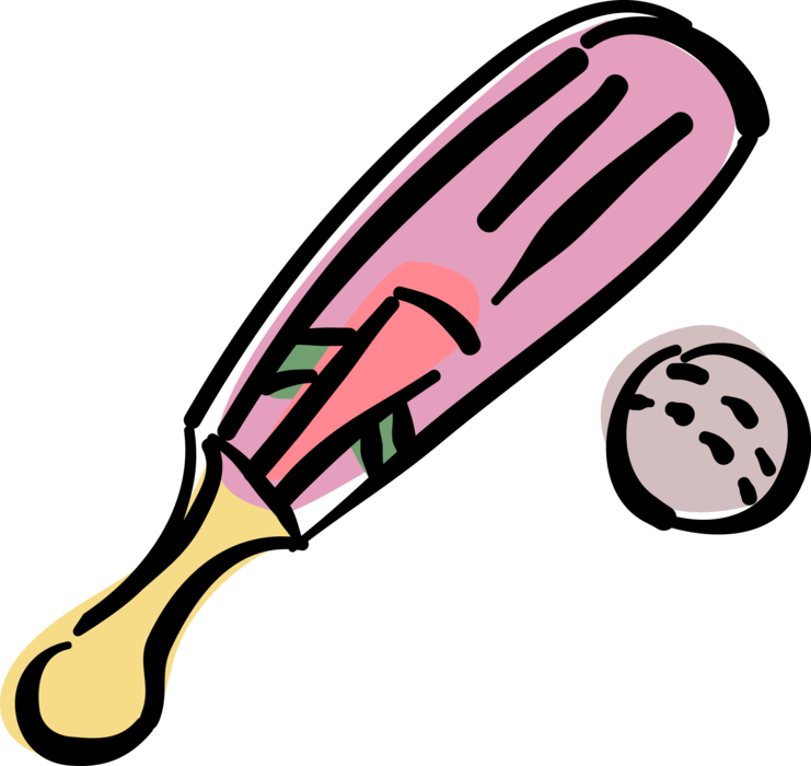 Vector Illustration of Sport of Cricket Bat and Ball