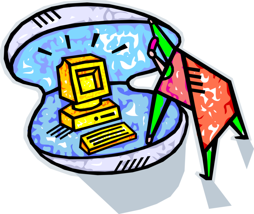 Vector Illustration of Computer Technology Pearl Inside Oyster Shell