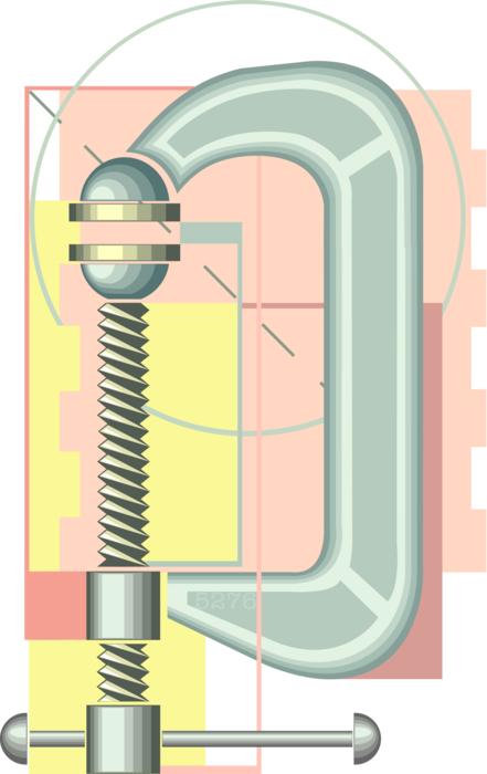 Vector Illustration of C-Clamp or G-Clamp Carpentry Clamp Holds Wood or Metal