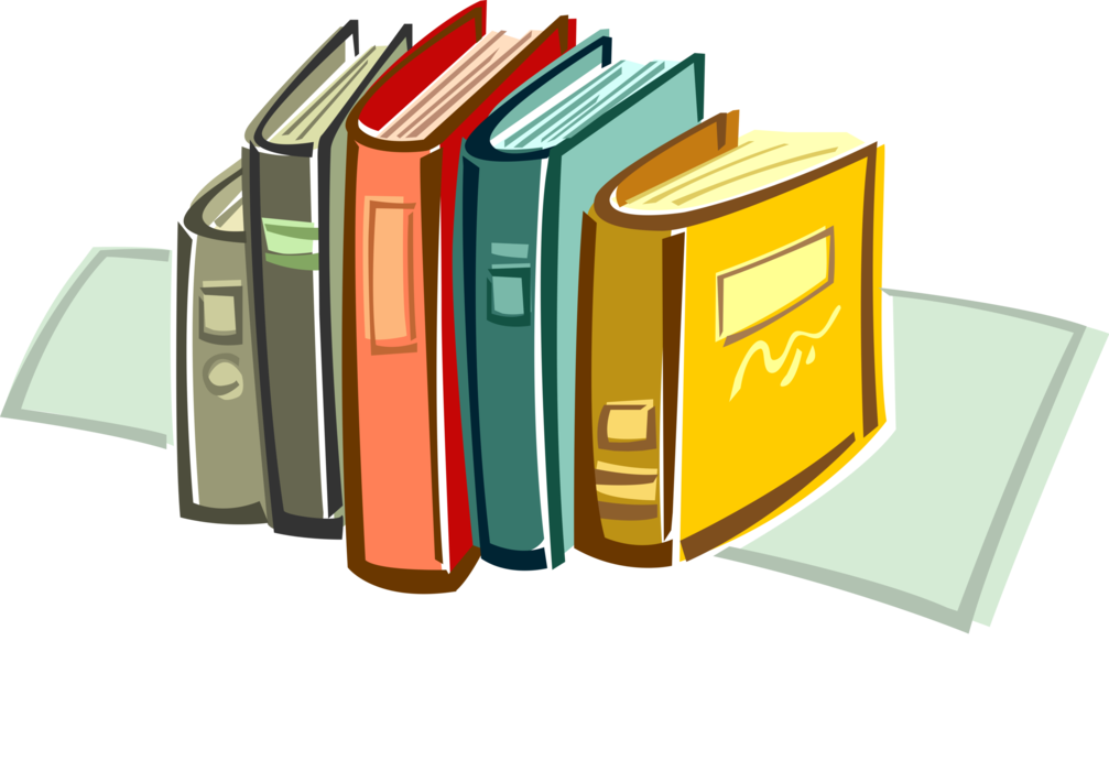 Vector Illustration of Textbook Books on Shelf
