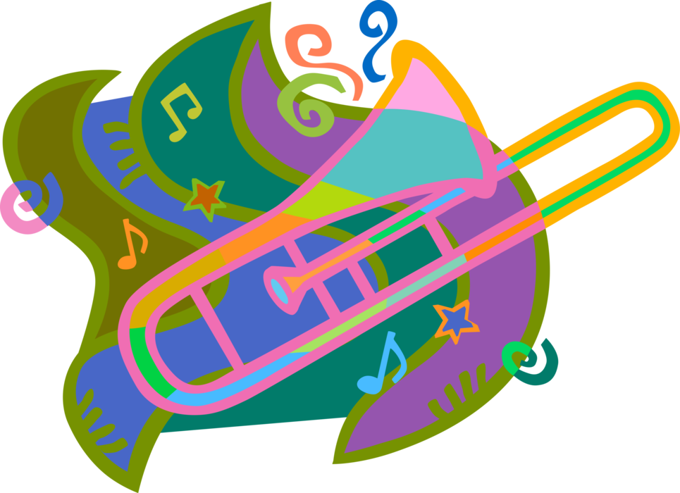 Vector Illustration of Trombone Brass Musical Instrument