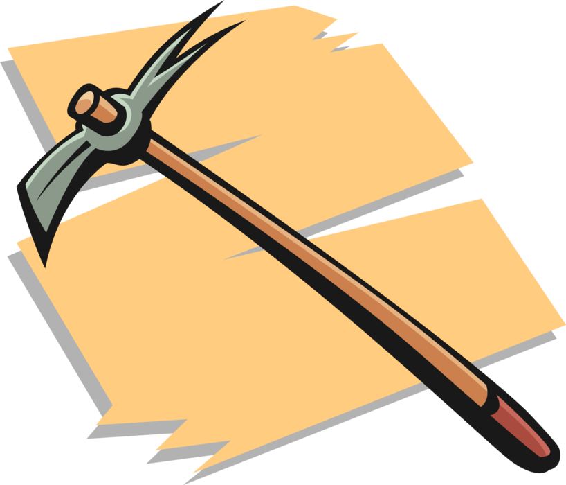 Vector Illustration of Pickaxe or Pick Hand Tool for Breaking Hard Ground or Rock