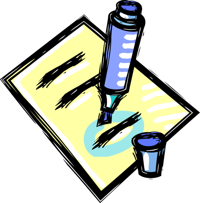 Vector Illustration of Magic Marker Felt-Tip Marking Pen Writing on Paper