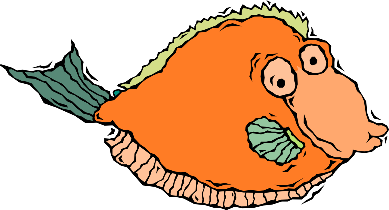 Vector Illustration of Marine Aquatic Orange Sunfish Fish