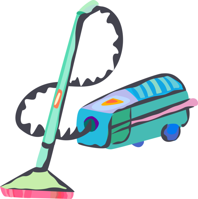 Vector Illustration of Vacuum Cleaner Uses Centrifugal Fan to Suck Up Dust and Dirt