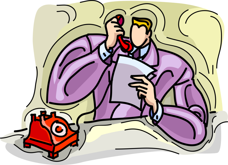 Vector Illustration of Businessman Talking on Telephone