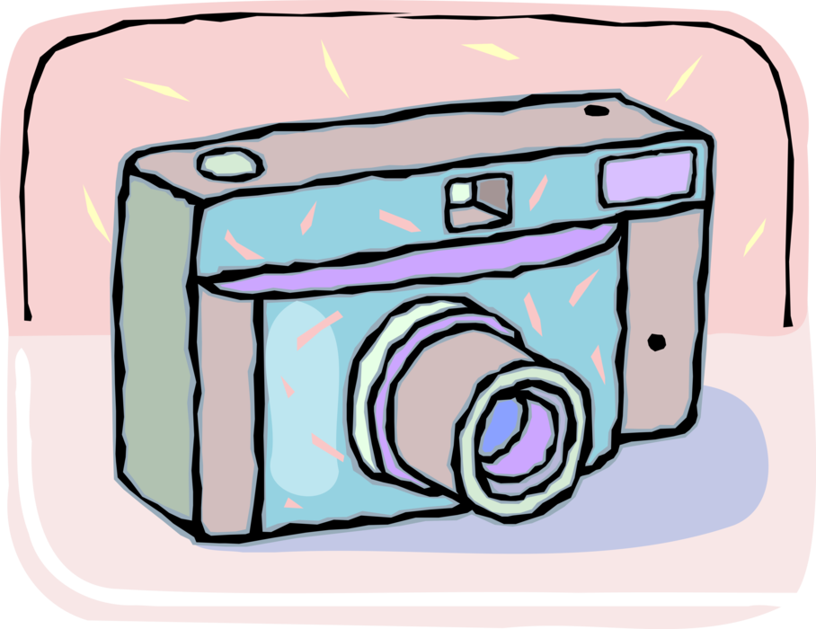 Vector Illustration of Photography Digital SLR 35mm Camera Produces Photographic Images