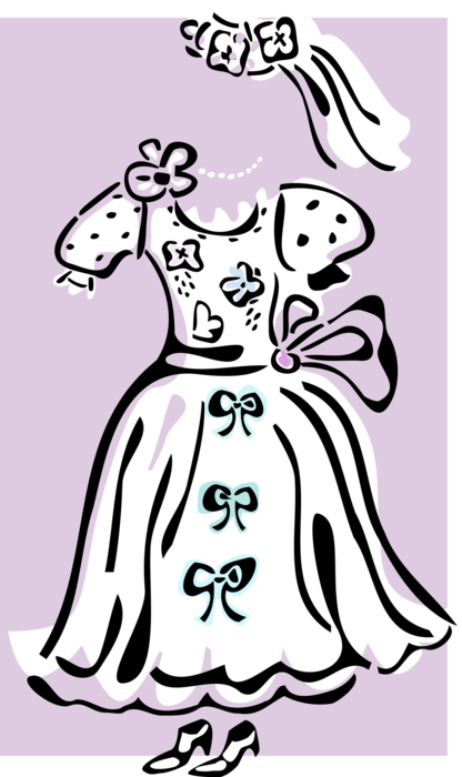Vector Illustration of Bride's Wedding Dress or Gown Worn by Bride During Marriage Ceremony