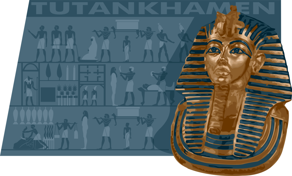 Vector Illustration of Tutankhamen Egyptian Pharaoh of 18th Dynasty in New Kingdom Egypt