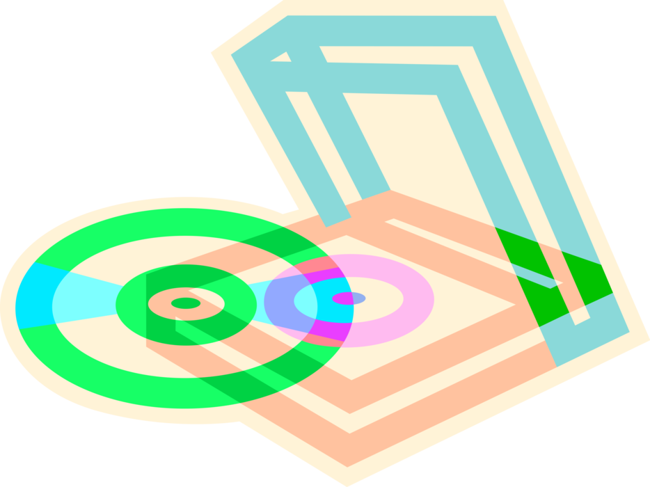 Vector Illustration of CD Compact Discs or DVD Optical Digital Disc Storage Media Disk