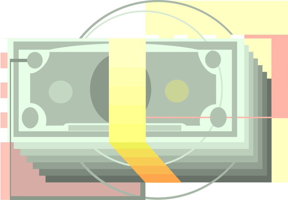 Vector Illustration of Stack or Bundle of Cash Money Dollars