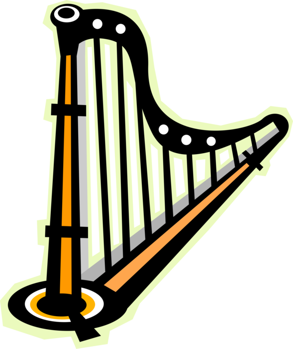 Vector Illustration of Harp Stringed Musical Instrument