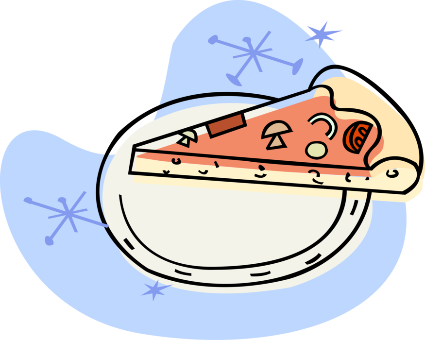 Vector Illustration of Slice of Flatbread Pizza