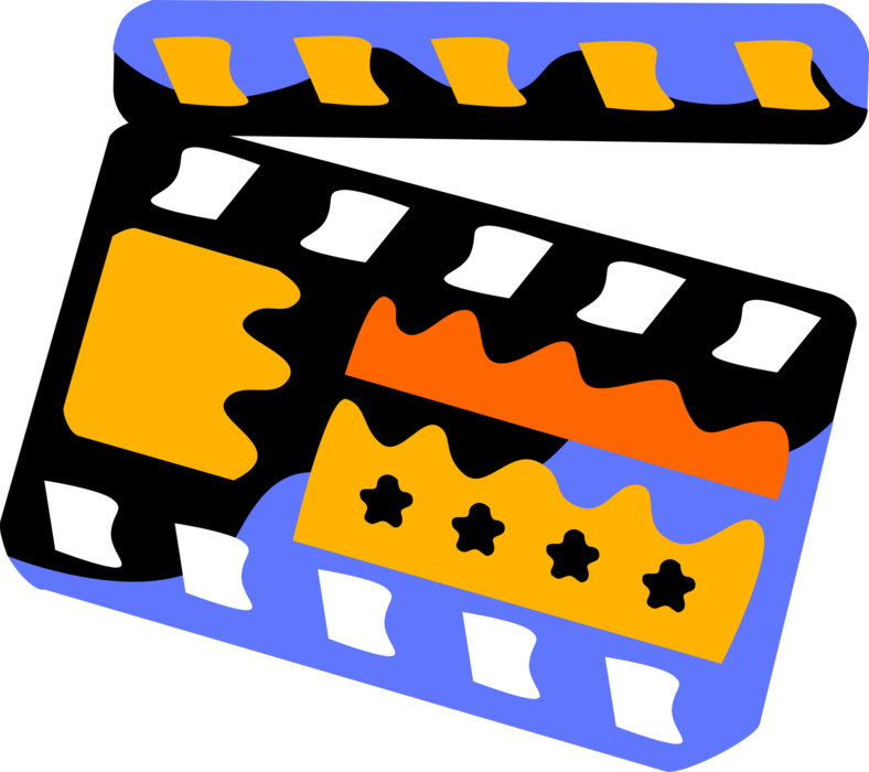 Vector Illustration of Filmmaking and Video Production Clapperboard, Entertainment Industry