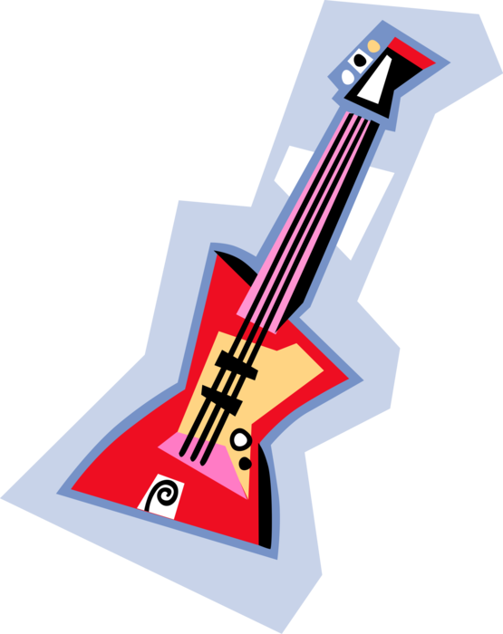 Vector Illustration of Electric Guitar Stringed Musical Instrument