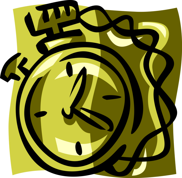 Vector Illustration of Pocket Watch or Pocketwatch Portable Timepiece Carried in Pocket