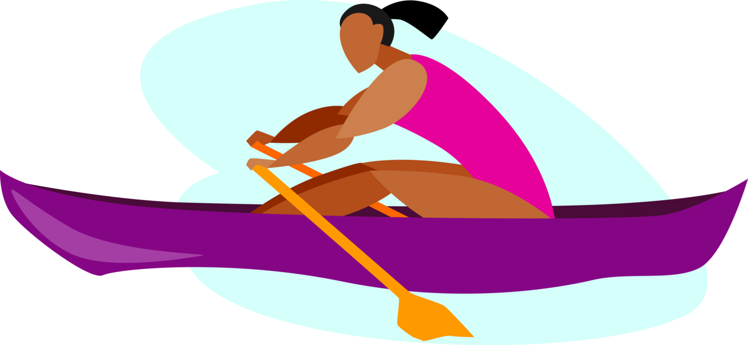 Vector Illustration of Rower Rows Boat with Oars in Rowing Race
