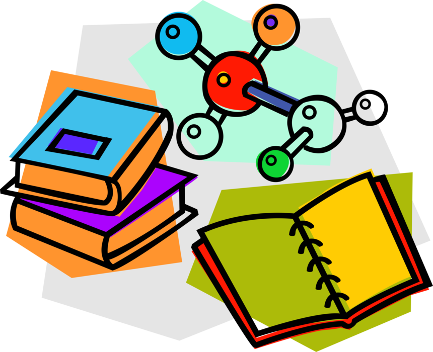 Vector Illustration of School Molecular Physics Class Studies Chemical Bonds and Molecular Dynamics