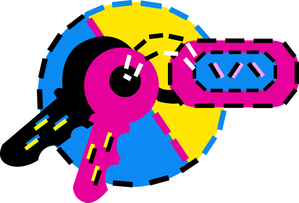 Vector Illustration of Keys on Keychain or Keyring Fob