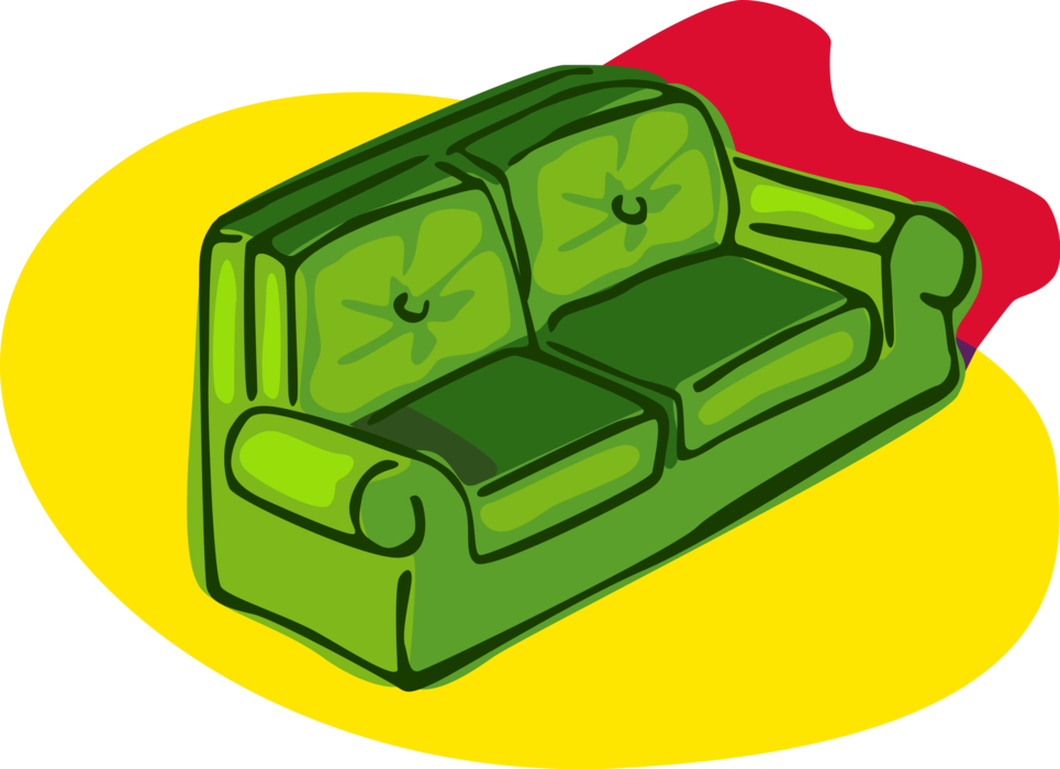 Vector Illustration of Living Room Chesterfield Couch Sofa Furniture