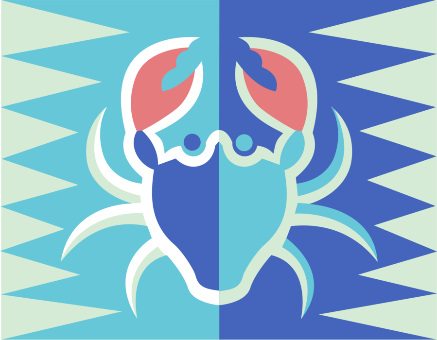 Vector Illustration of Astrological Horoscope Astrology Signs of the Zodiac - Water Sign Cancer the Crab