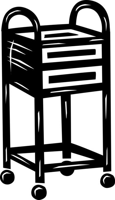 Vector Illustration of Portable Storage Rack or Stand on Wheels