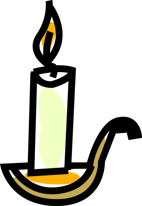 Vector Illustration of Candle Ignitable Wick Embedded in Wax with Burning Flame