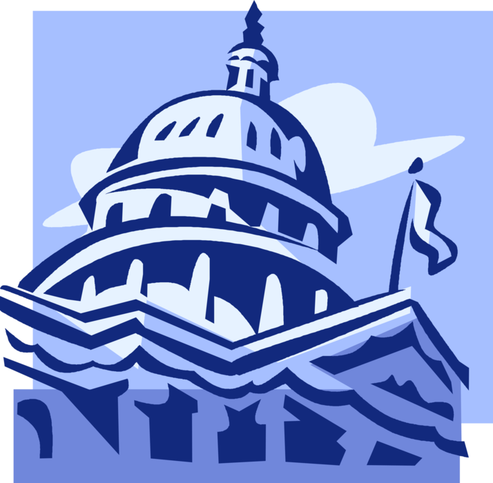 Vector Illustration of United States Capitol Seat of Government Congress Washington, District of Columbia